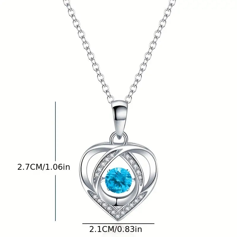 Heart Pendant Necklace with Blue Stone – Classic Style